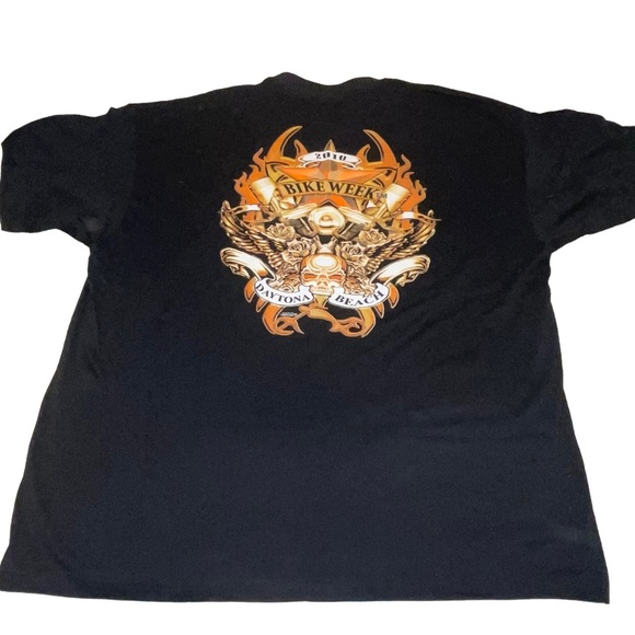 American Biker Image 2010 Bike Week Daytona Beach T-Shirt Black Orange Size 2XL - Picture 1 of 5